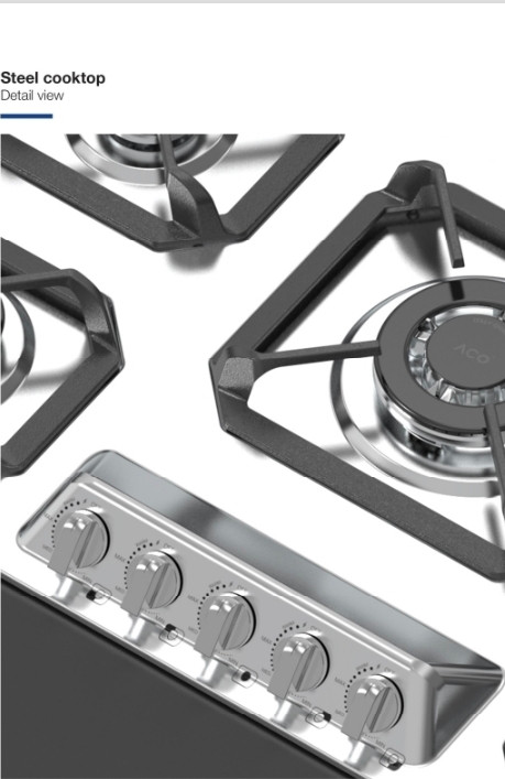 اجاق گاز ۵ شعله استیل آکو